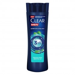 Clear Men 3 in 1 Şampuan & Duş Jeli Ferahlatıcı Mentol Etkisi Saç Yüz Vücut İçin 350 ml