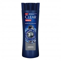 Clear Men 3 in 1 Şampuan & Duş Jeli Arındırıcı Kömür Saç Yüz Vücut İçin 350 ml
